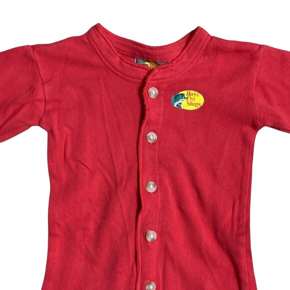 Red Long John Toddler Bass Pro Pajama Butt Flap Red Christmas Outdoors Cabin 3T - Picture 9 of 13